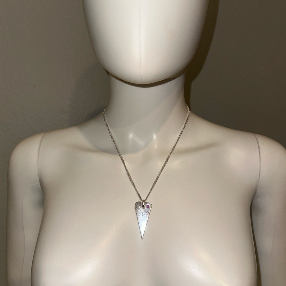 Franco P Pianegonda .925 silver rhodolite heart charm chain necklace - Picture 2 of 10